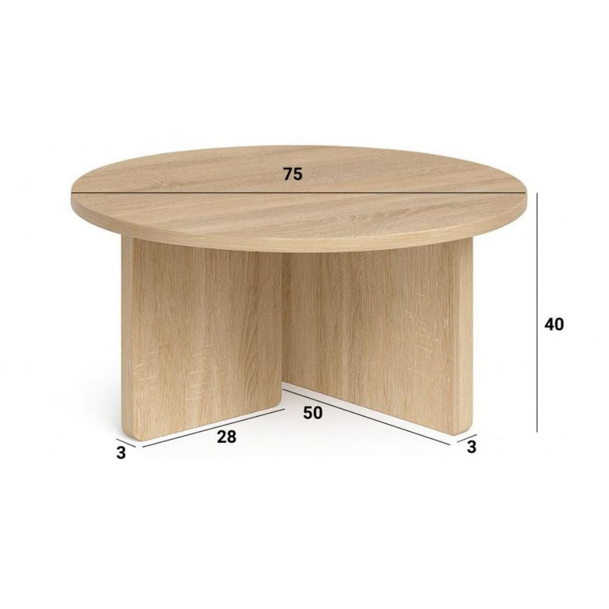 FAVI Couchtisch, 75 cm, minimalistisch und zeitlos, Eiche Craft Golden - Eichefarben, Holz (75/75/40cm) - Dekori_Interiors