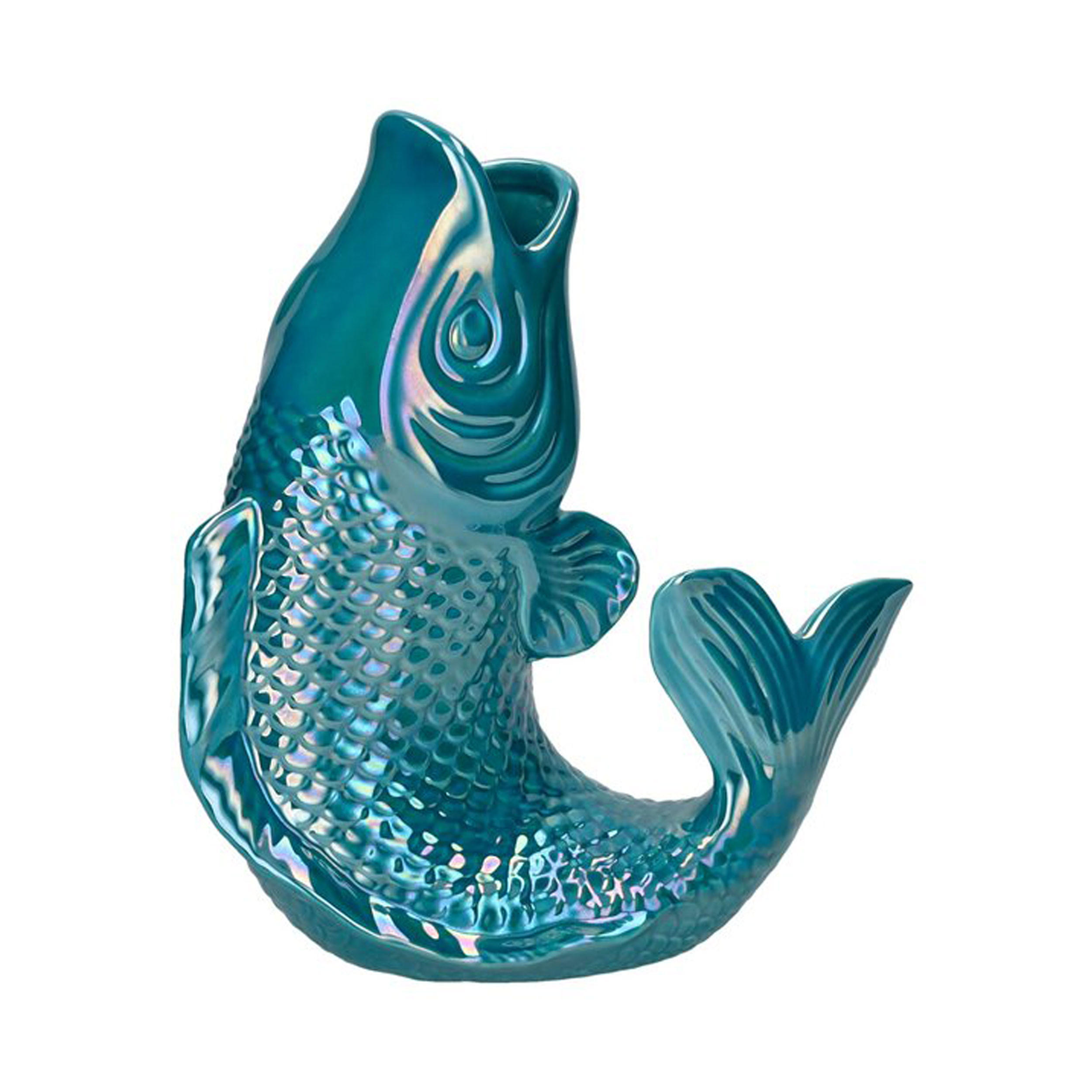 VASE Mamsell Koi S, Fisch-Form, Steingut, Rainbow Ocean, H 25 cm - Blau, Keramik (25cm) - Gift Company