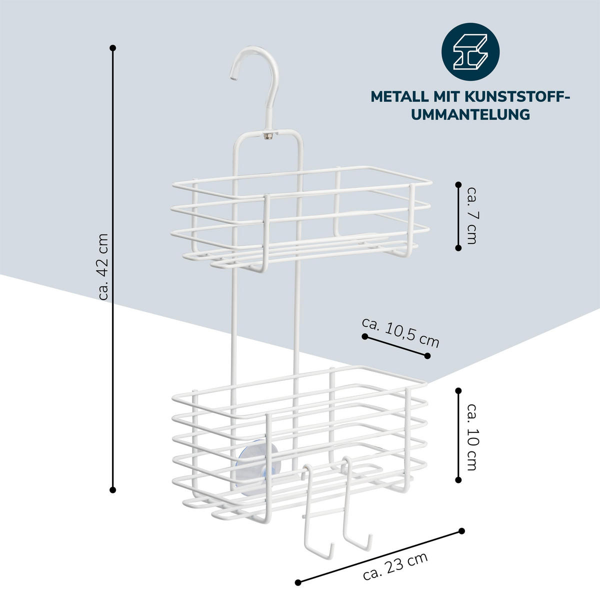 DUSCHREGAL, weiß - Weiß, Metall (23/42/12cm) - bremermann