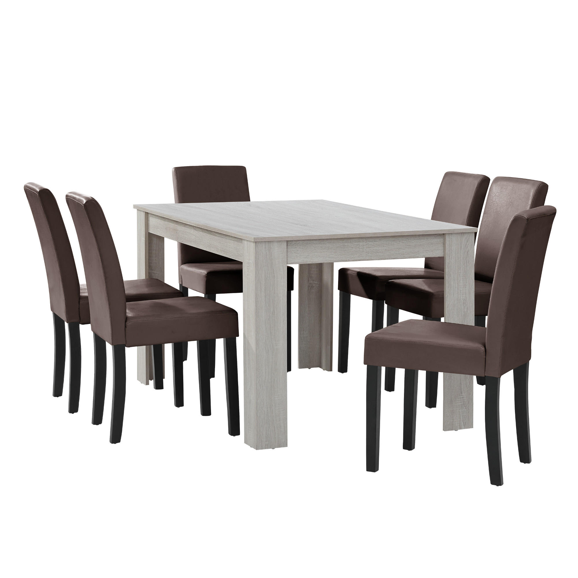 TISCHGRUPPE Forssa - Eichefarben/Braun, Holz/Holzwerkstoff (140/77/90cm) - [en.casa]