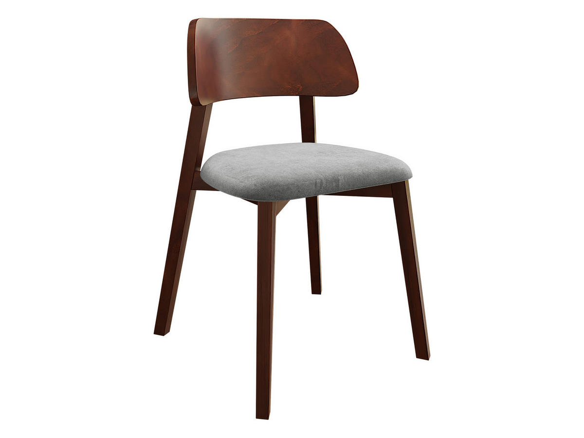 POLSTERSTUHL Dario, Holzfarbe: Nuss - Nussbaumfarben/Hellgrau, Holz/Textil (47/80/50cm) - MIRJAN24