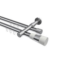 INNENLAUF-GARDINENSTANGEN-SET Prestige Tanara 400 cm (geteilt in 2 x 200 cm), 2-läufig, 20 mm Ø Chrom - Chromfarben/Weiß, Metall (400cm) - INTERDECO