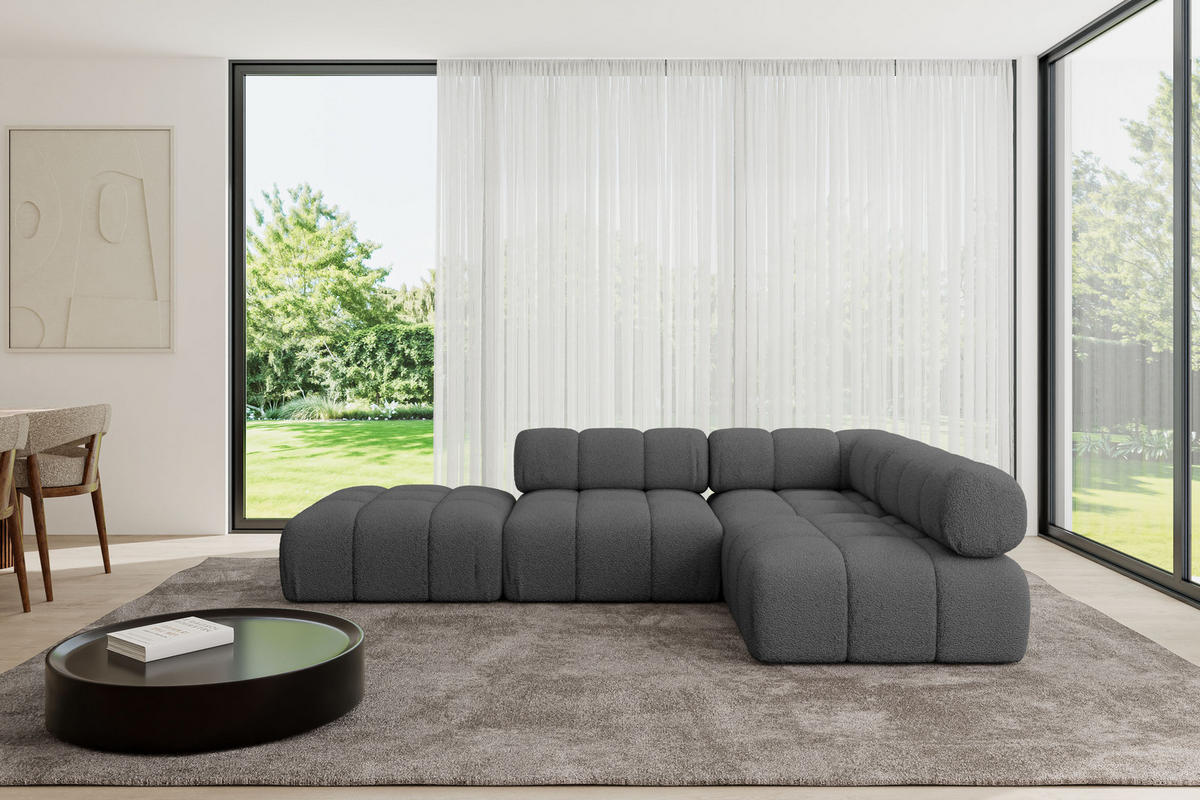 ECKSOFA modulares Sofa Favio-L1 - 285x190x70 cm Grau Bouclé - Grau, Holzwerkstoff/Textil (285/190cm) - ALTDECOR