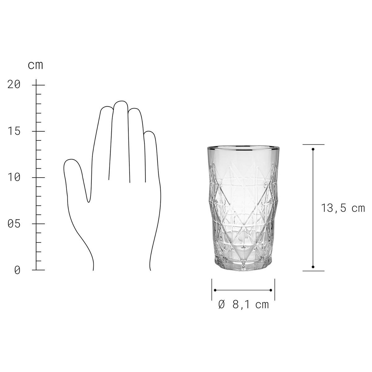 LONGDRINKGLAS (6er Set) Upscale - Silberfarben, Glas (0.46L) - Butlers