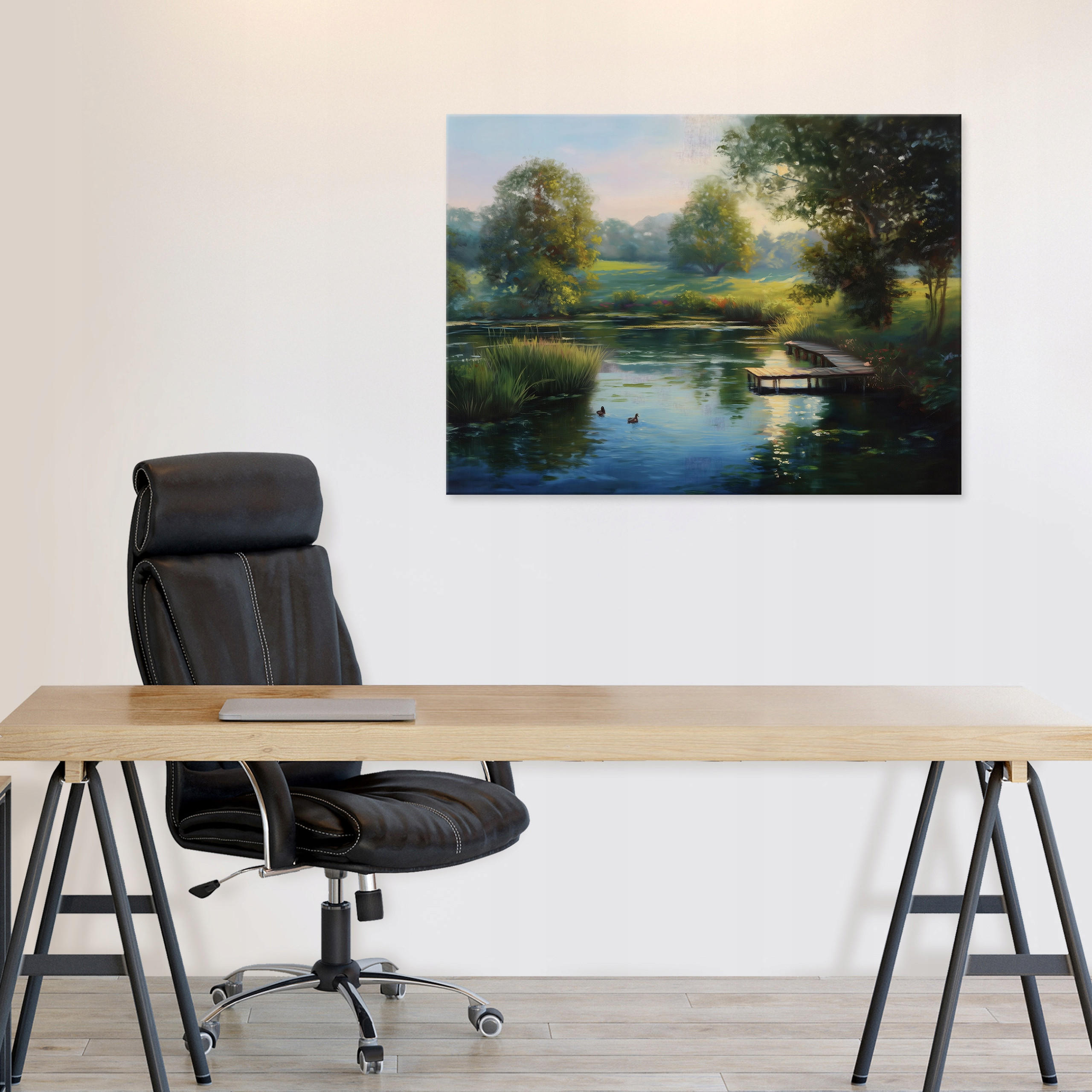 LEINWANDBILD See Wald Grün 120x80 cm - Multicolor, Holzwerkstoff (120/80cm) - Wallarena