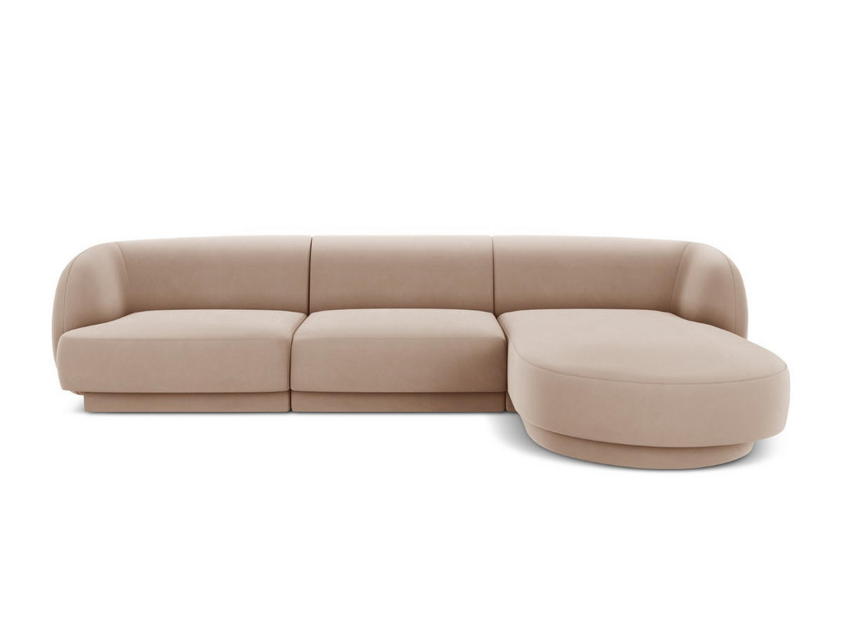 ECKSOFA rechts Miley aus Samt cappuccino 4 Sitzplätze - Cappuccino, Textil (156/255cm) - Micadoni