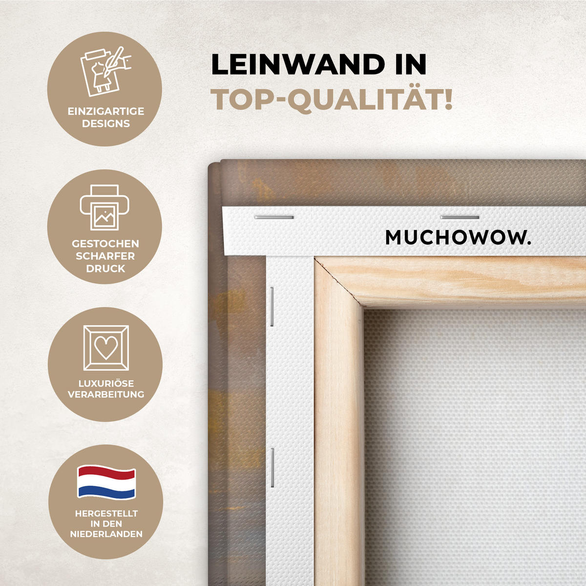 LEINWANDBILD Gemälde - Welle - Jesus - Abstrakt Wandbilder 80x60 cm - Goldfarben, Textil (80/60cm) - MuchoWow