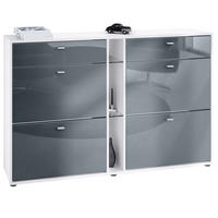 SCHUHSCHRANK Today Fronten in Grau Hochglanz - Grau, Holzwerkstoff (155.5/95/28cm) - Vladon