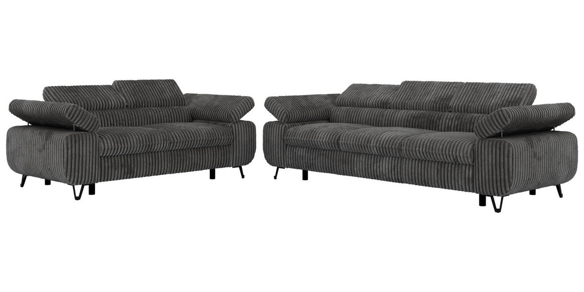 SEDACÍ SOUPRAVA PETER 2+3 - Šedá Manšestr - šedá/černá, kov/textil (262/76/99cm) - MKS