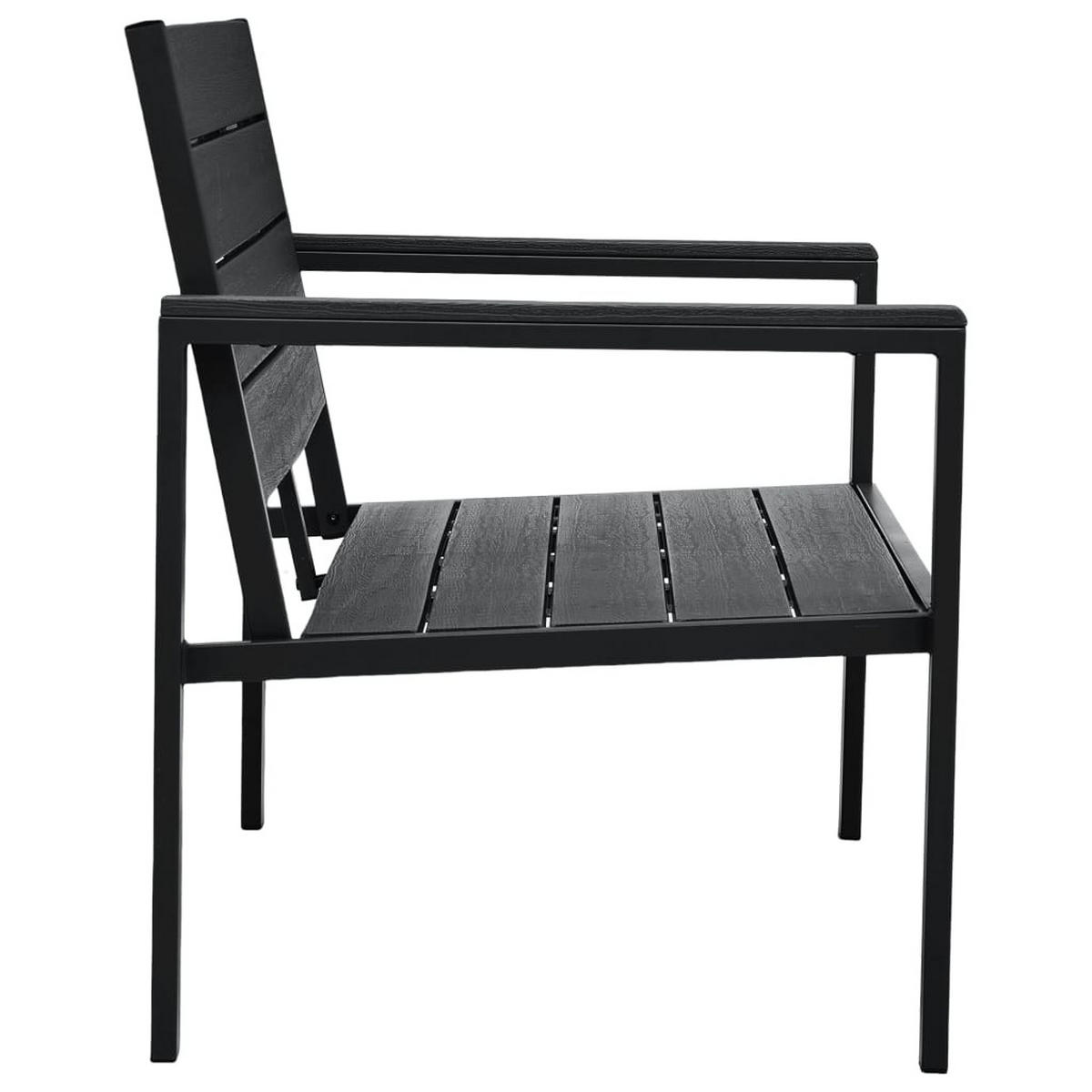 GARTENBANK mit Armlehnen in Holz-Optik, 120/64/78 cm, aus HDPE und Stahl, Schwarz - Schwarz, Holz (64/78/120cm) - vidaXL