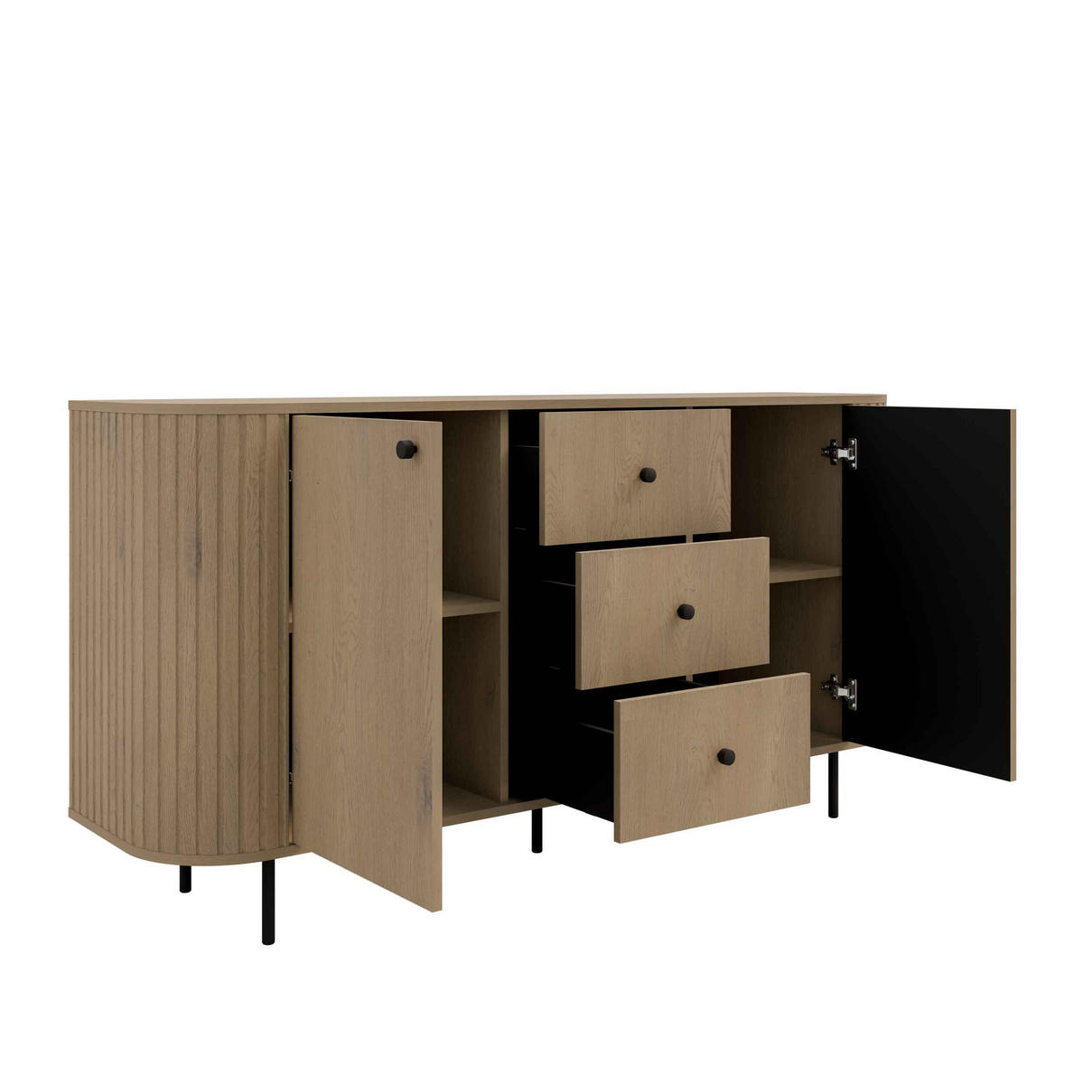KOMMODE BOLLA 164,4/85,4/42,3cm mit 3 Schubladen 2 Türen Eichefarben - Eichefarben, Holzwerkstoff (164.4/85.4/42.3cm) - MASSENO