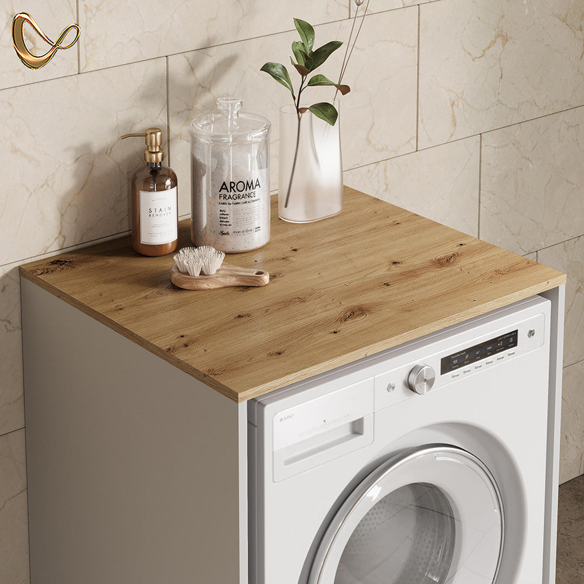 WASCHMASCHINENSCHRANK Paolina Weiß/Artisan 66 x 88.2 cm 2 Teile mit Regal - Weiß/Eiche Artisan, Holzwerkstoff (66/88.2/60cm) - Livinity®