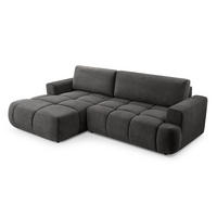 ECKSOFA VASTO Grau Geflochtener Stoff mit Schlaffunktion - Grau, Holz (261/152cm) - MASSENO