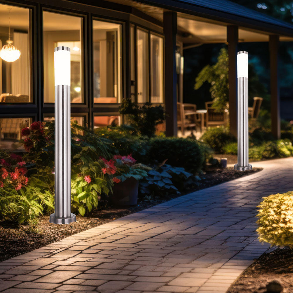 LED WEGELEUCHTE Edelstahl Silber 2er Set - Silberfarben, Metall (7.8/7.8/80cm) - Globo Lighting