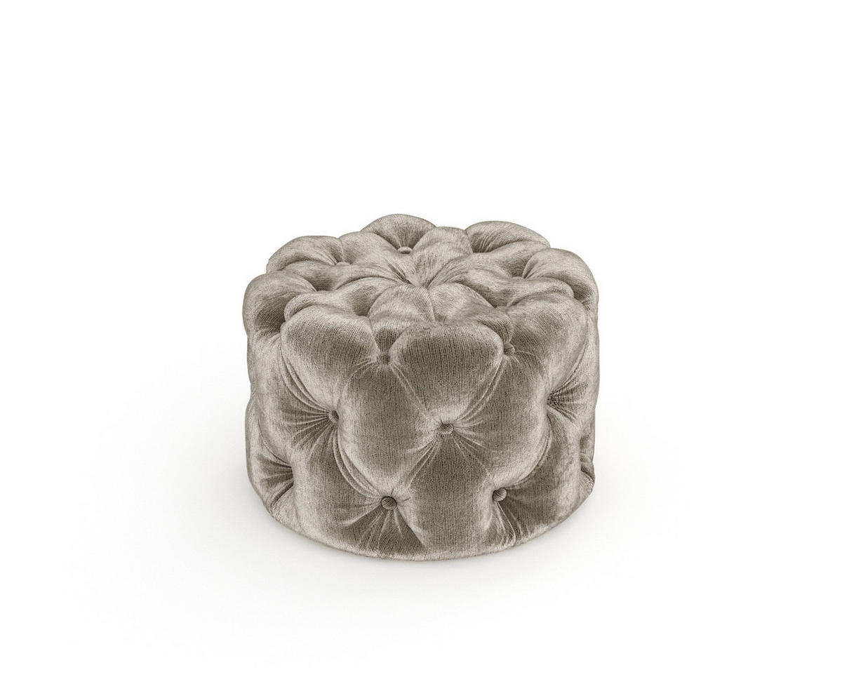POUF Cosimo Beige Chenille - Beige/Schwarz, Holz/Holzwerkstoff (60/40/60cm) - Maison de Reve
