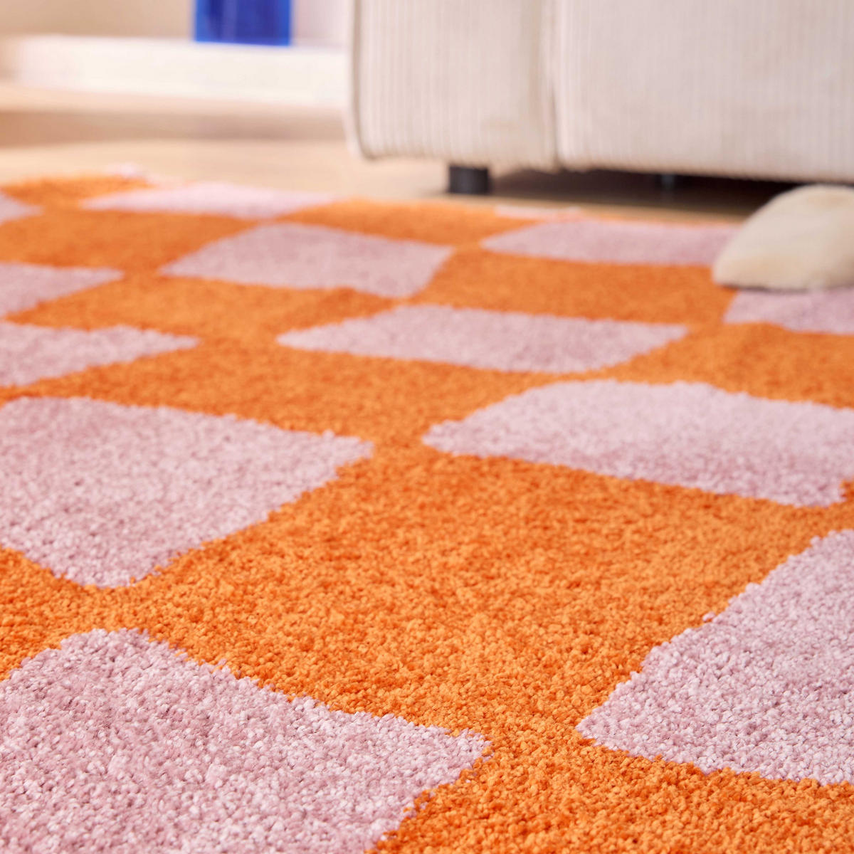 TEPPICH vintage karos orange Groovy 160x230 cm - Orange, Textil (160/230cm) - Nazar Rugs
