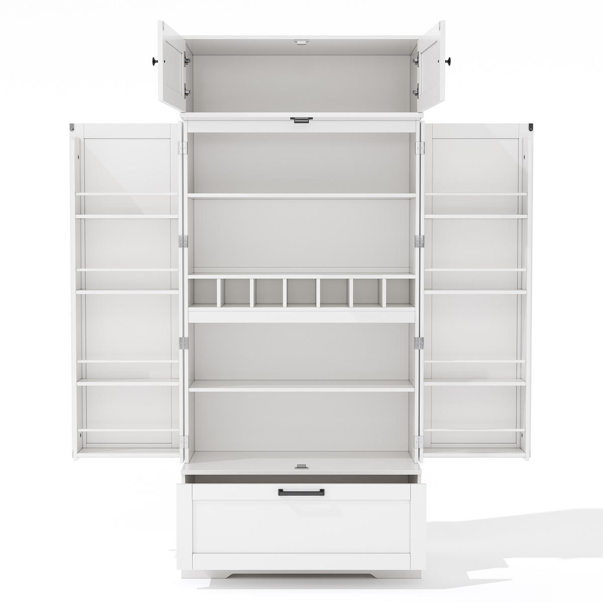 BUFFET 80/40/180 cm weiß aus MDF mit Weinregal - Weiß, Holzwerkstoff (80/180/40cm) - OKWISH
