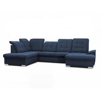 WOHNLANDSCHAFT ANON Ottomane Links, mit Schlaffunktion und Bettkasten, Dunkelblau - Dunkelblau, Kunststoff/Textil (322/87/220cm) - Idohome