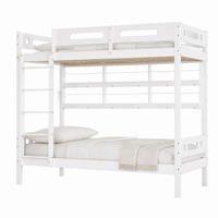 ETAGENBETT mit Regal und 5-stufiger Leiter 90x200 cm Weiß Natur - Beige, Holz (90/200cm) - Meubliv