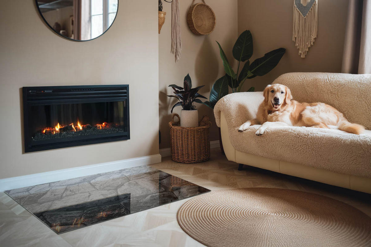 GLASPLATTE für Kamin 120x80 cm Grau - Grau, Glas (120/80/0.4cm) - ArtPrintCave