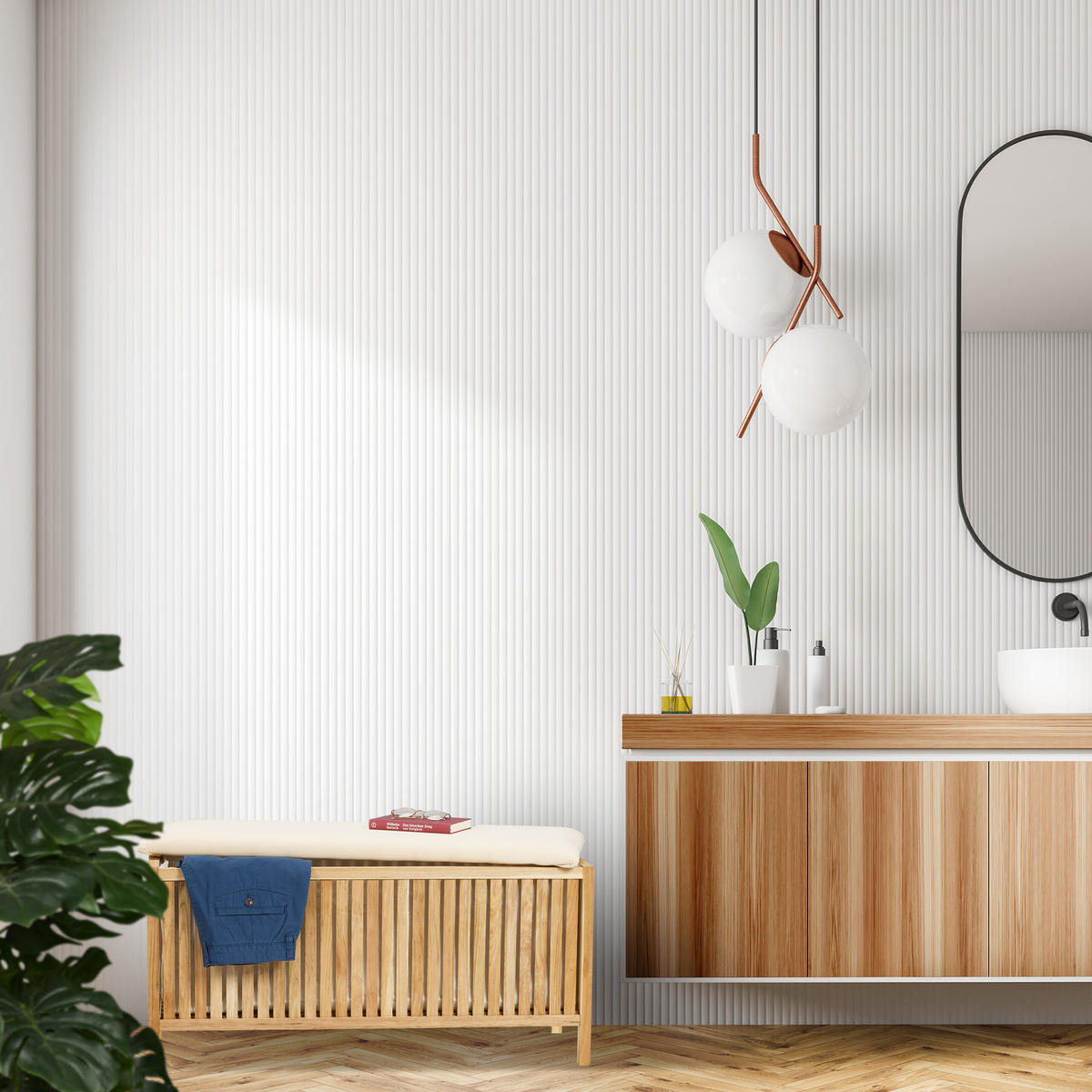 WÄSCHETRUHE - Hellbraun, Holz/Textil (100/50/38cm) - Relaxdays