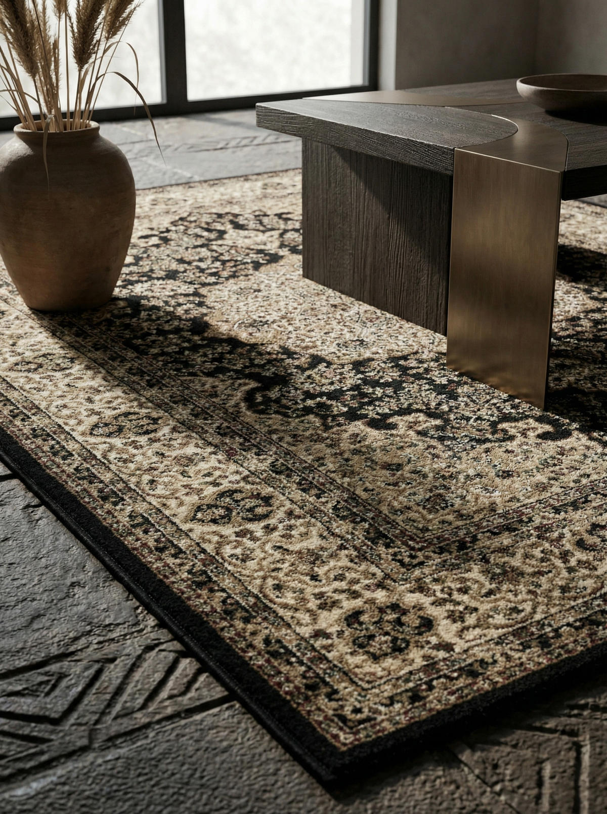 TEPPICH Kurzflor GEISLER in Schwarz, orientalisch, aus Polypropylen, 200 x 290 cm - Beige, Textil (200/290cm) - KADIMA DESIGN