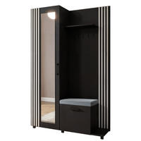 GARDEROBE Neli mit Lamellen und Spiegel, rechts, schwarz, weiß - Schwarz/Weiß, Kunststoff (42/207/79cm) - Margaret Hadas24