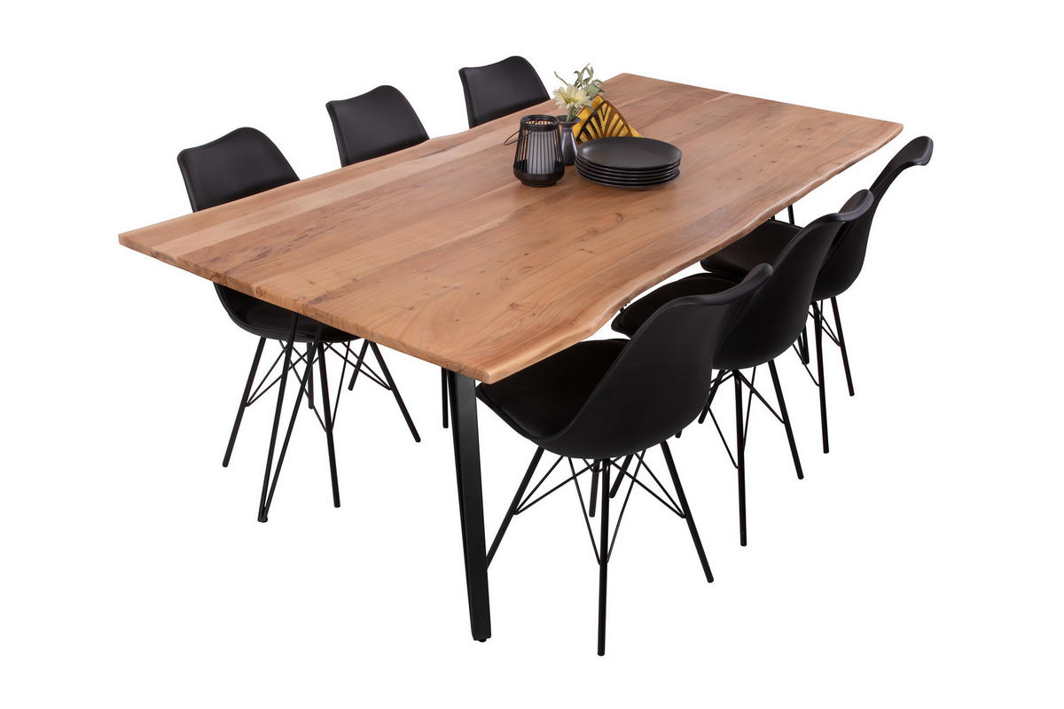 ESSTISCH CELIA - Beige/Schwarz, Holz/Metall (90/180/77cm) - SAM