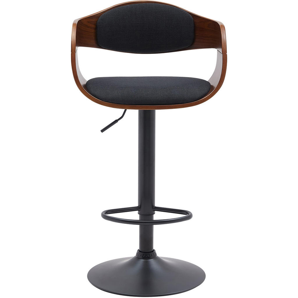 Thumbnail - CLP Barhocker, Schwarz, Walnuss, Textil, 48x87x50 cm, Esszimmer, Barmöbel, Barhocker