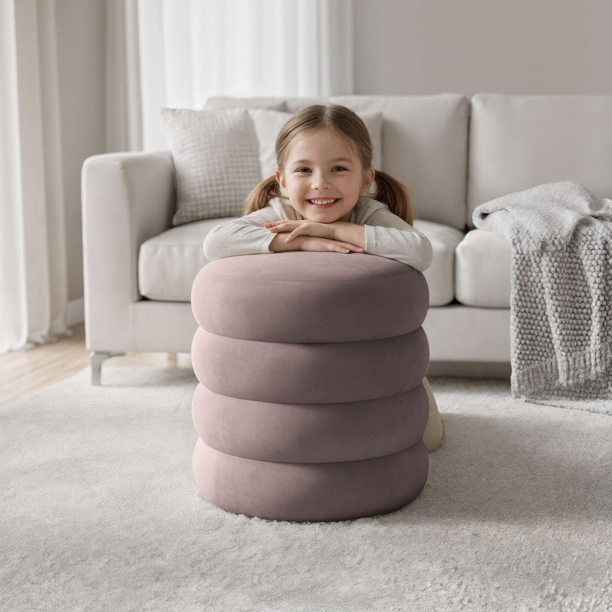 POLSTERHOCKER mit Stauraum Rosa - Rosa, Textil (42/45/42cm) - RAUMHIRSCH FURNITURE