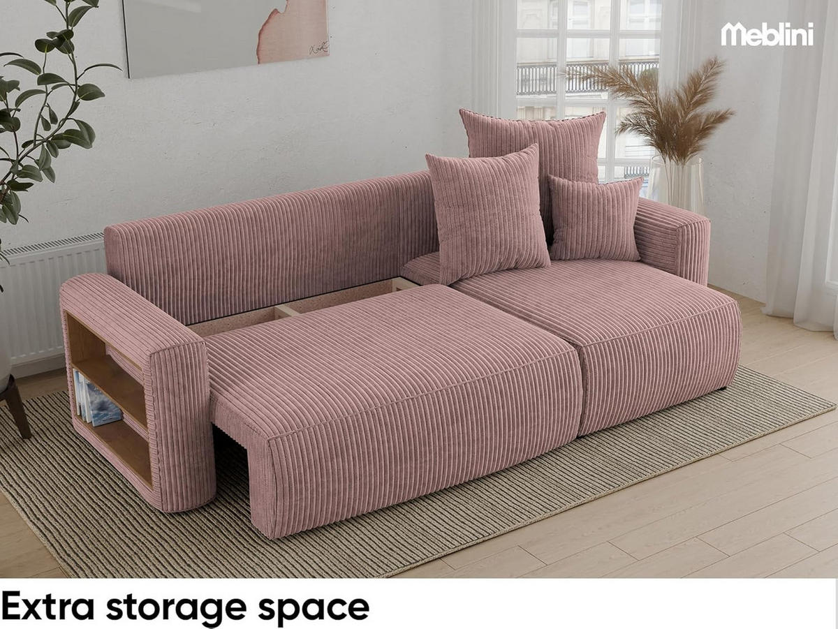 ECKSOFA SOLARIS L - Blau/Pink, Holzwerkstoff (238/142cm) - Meblini