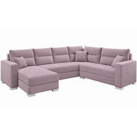 WOHNLANDSCHAFT CAPTAIN U-Form 314 cm mit hochwertigem Federkern, Schlaffunktion, Bettkasten und Ottomane links/rechts - Schwarz/Rosa, Kunststoff (314/90/217cm) - Wohnideebilder