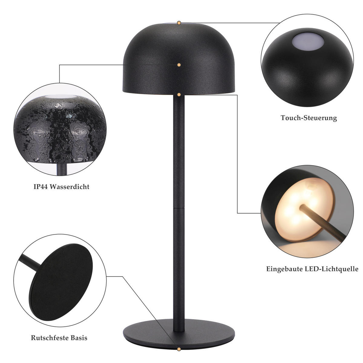 TISCHLAMPE Flussira 9/25/9 cm - Schwarz, Metall (9/9/25cm) - ZMH