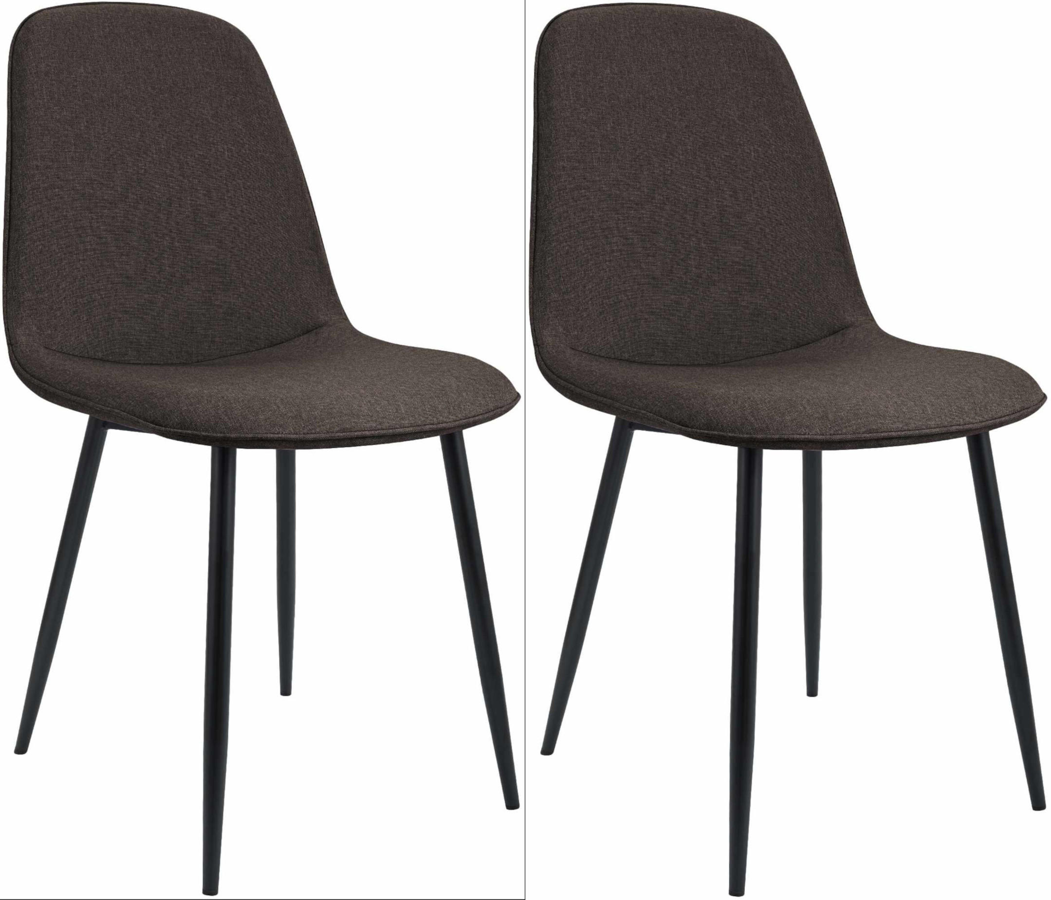 ESSZIMMERSTUHL 2er Set Stoff Braun - Schwarz/Braun, Textil/Metall (45/88/54cm) - CLP
