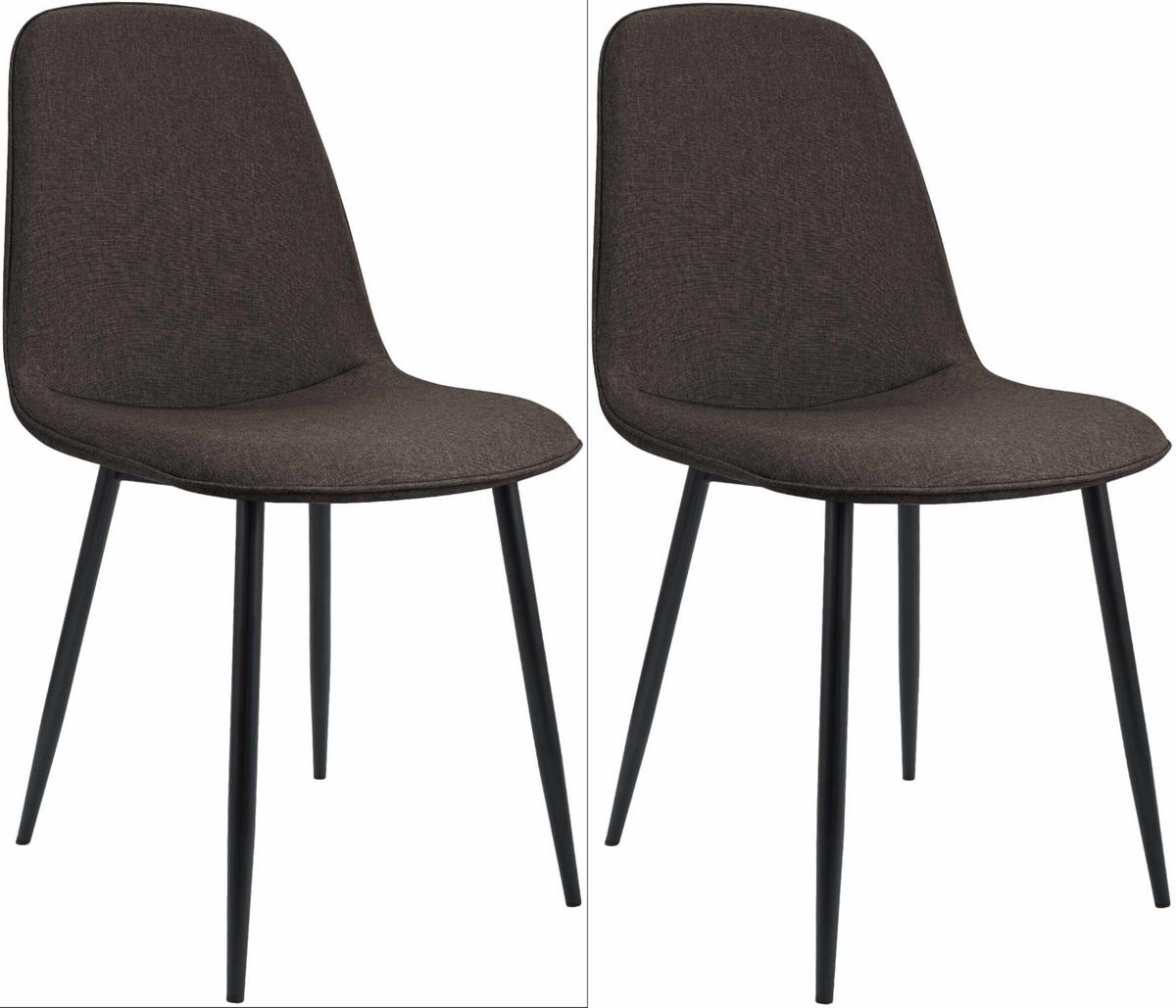 ESSZIMMERSTUHL 2er Set Stoff Braun - Schwarz/Braun, Textil/Metall (45/88/54cm) - CLP