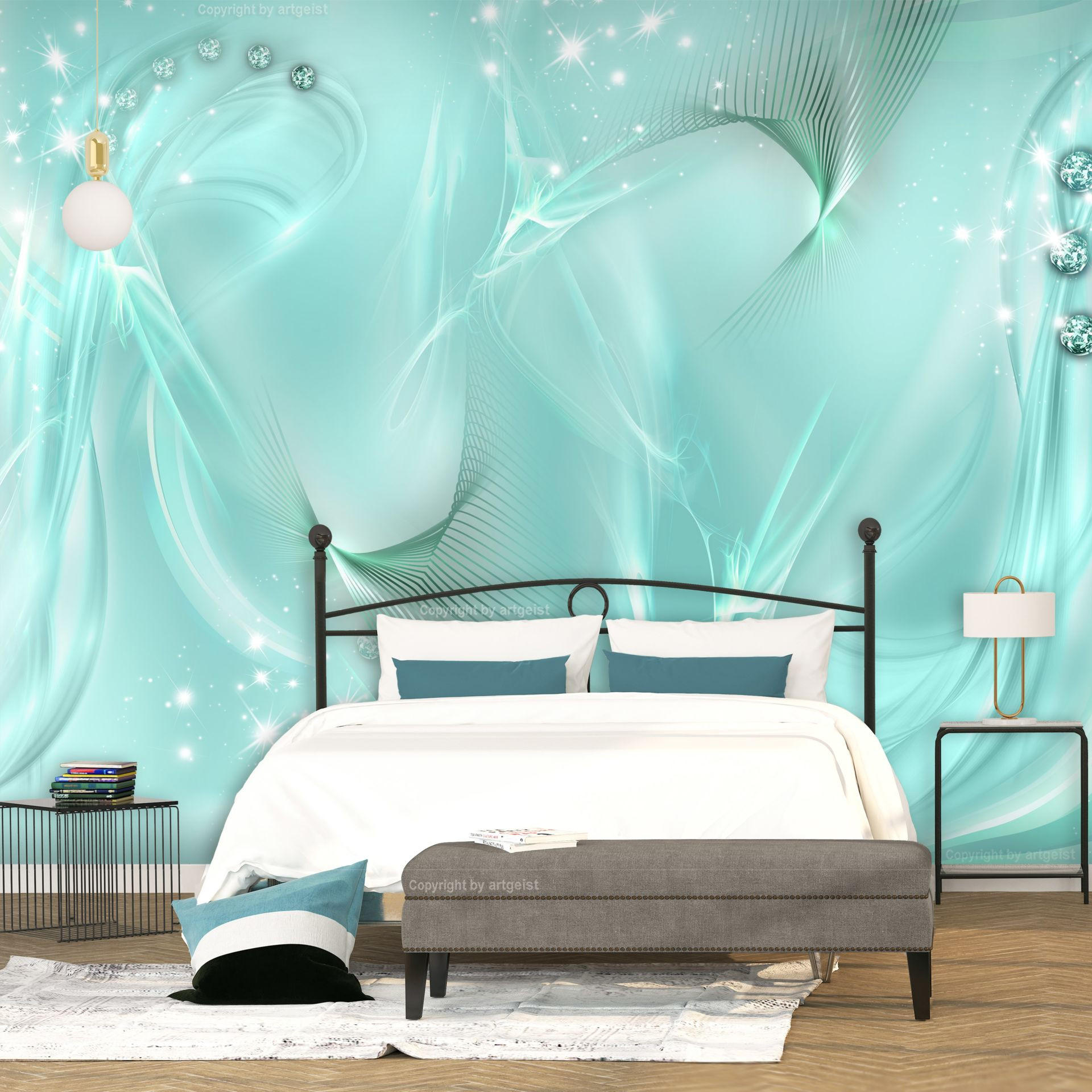 SELBSTKLEBENDE FOTOTAPETE 441/315 cm - Weiß/Grün, Kunststoff/Textil (441/1cm) - KUNSTLOFT