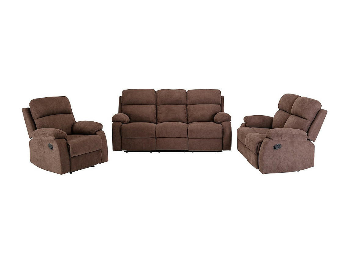 COUCHGARNITUR mit Sessel - 6 Personen - Stoff - Braun - TOLZANO - Braun, Textil (201/100/96cm) - Vente-Unique