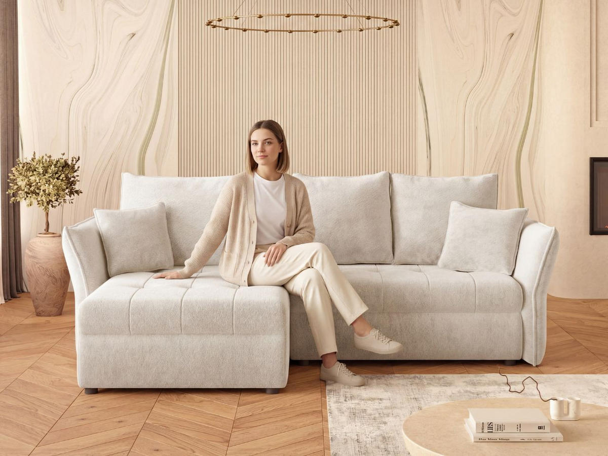 ECKSOFA Lino Beige - Beige/Schwarz, Holz/Kunststoff (270/172cm) - Graingold