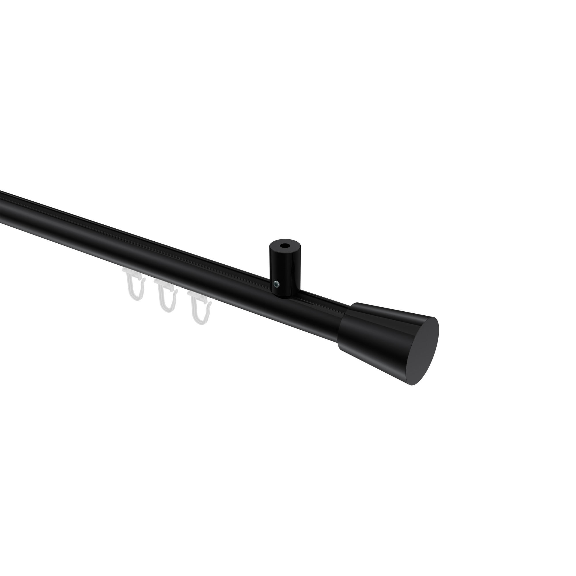 INNENLAUF-GARDINENSTANGEN-SET Sonius Sitra 160 cm, 1-läufig, 20 mm Ø Schwarz - Schwarz, Metall (160cm) - INTERDECO