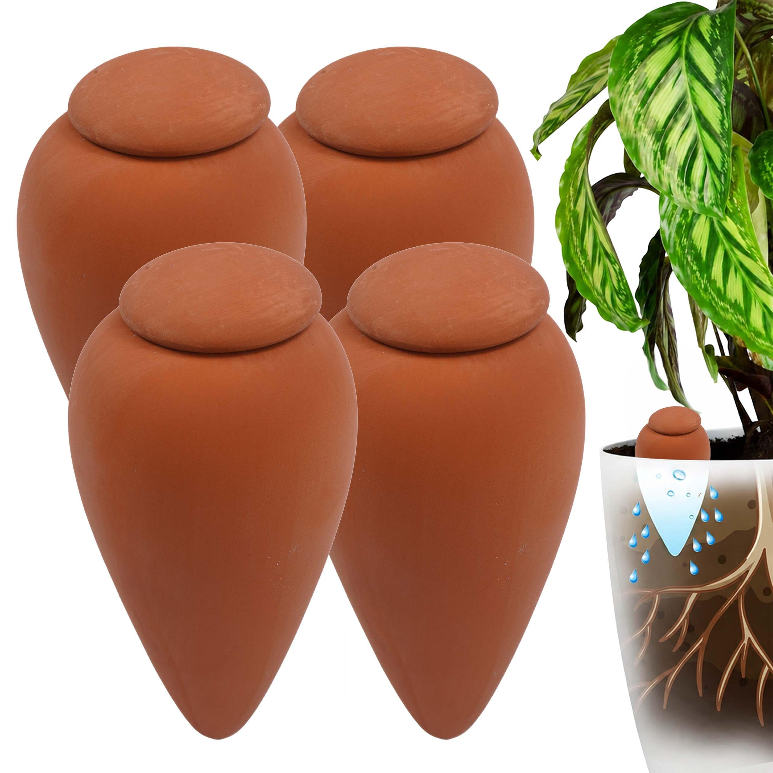 GIESSKEGEL Natur 4er-Pack 350 ml - Hellbraun, Keramik (8/16/8cm) - Relaxdays
