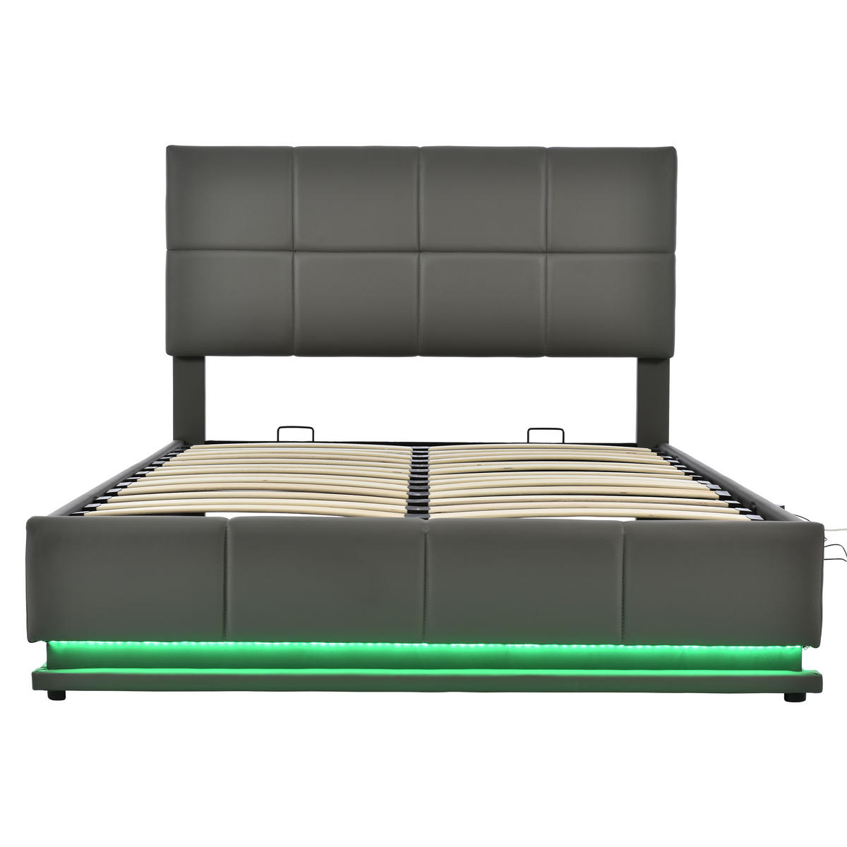 STAURRAUMBETT 140/200 cm DE-01566, in Grau, mit LED-Beleuchtung und hydraulischem Bettkasten - Grau, Metall (140/200cm) - ComfortXL