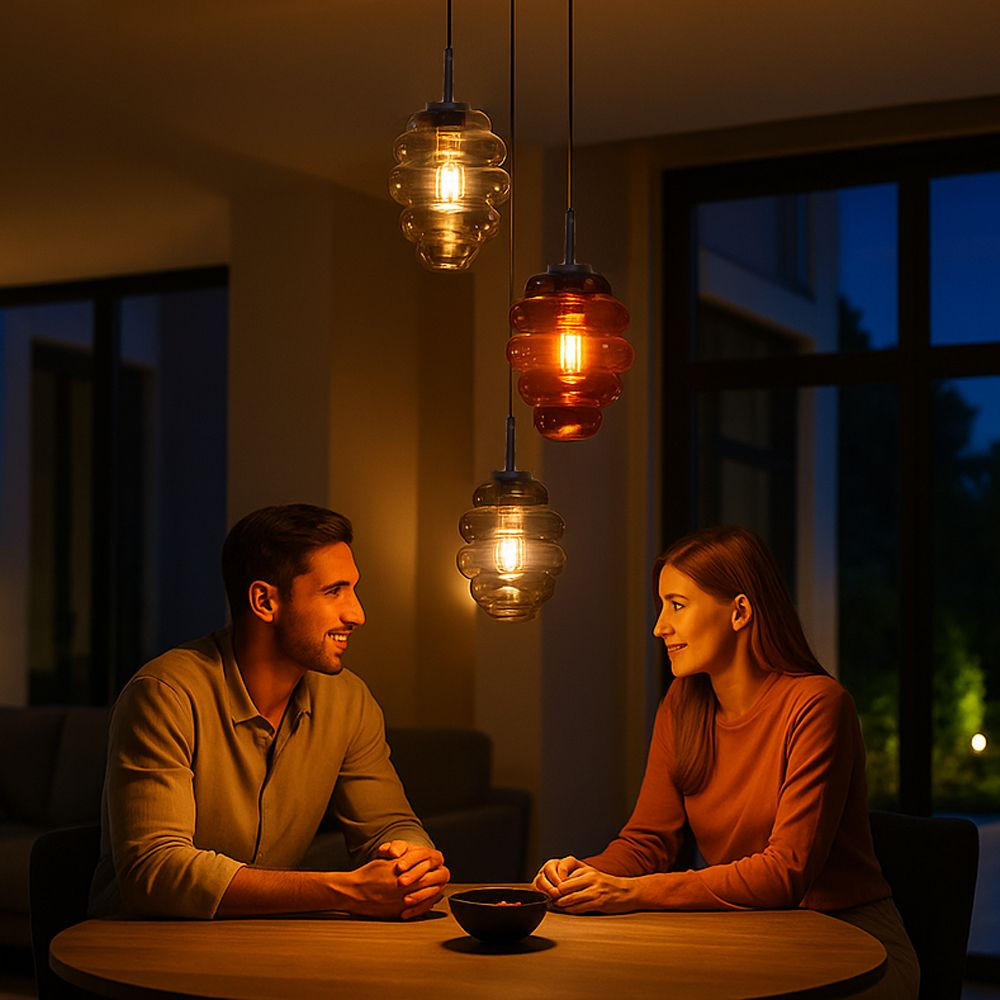 Thumbnail - s.luce Galerieleuchte, Braun, Schwarz, Glas, Oval, 25x28x25 cm, Lampen & Leuchten, Innenbeleuchtung, Hängelampen, Pendel...