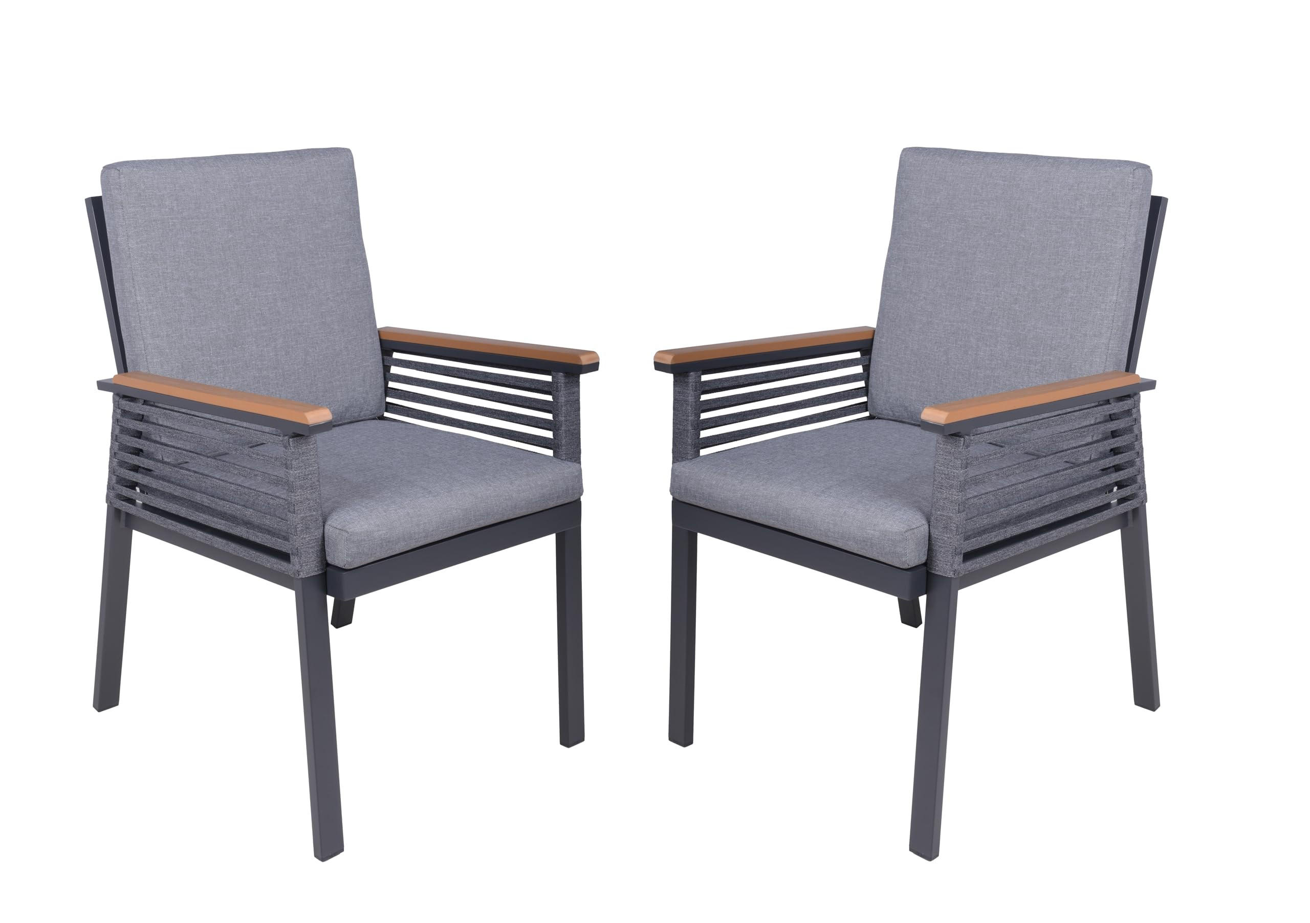 GARTENSTUHL 2er Set Jasper Dunkelgrau Gartenstühle - Dunkelgrau, Metall (56/86/63cm) - DELUKE