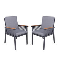 GARTENSTUHL 2er Set Jasper Dunkelgrau Gartenstühle - Dunkelgrau, Metall (56/86/63cm) - DELUKE