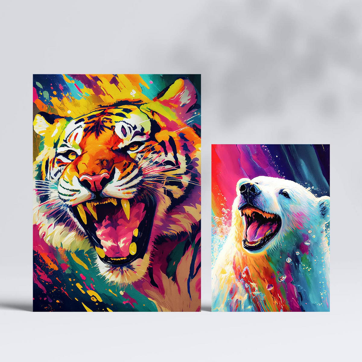 POSTER Set Mit 6 Wilde Tiere Im Hochformat Lebhafte Aquarell Stil Illustrationen A3 & A4 Rahmenlos - Klar, Papier (29/3cm) - Nacnic