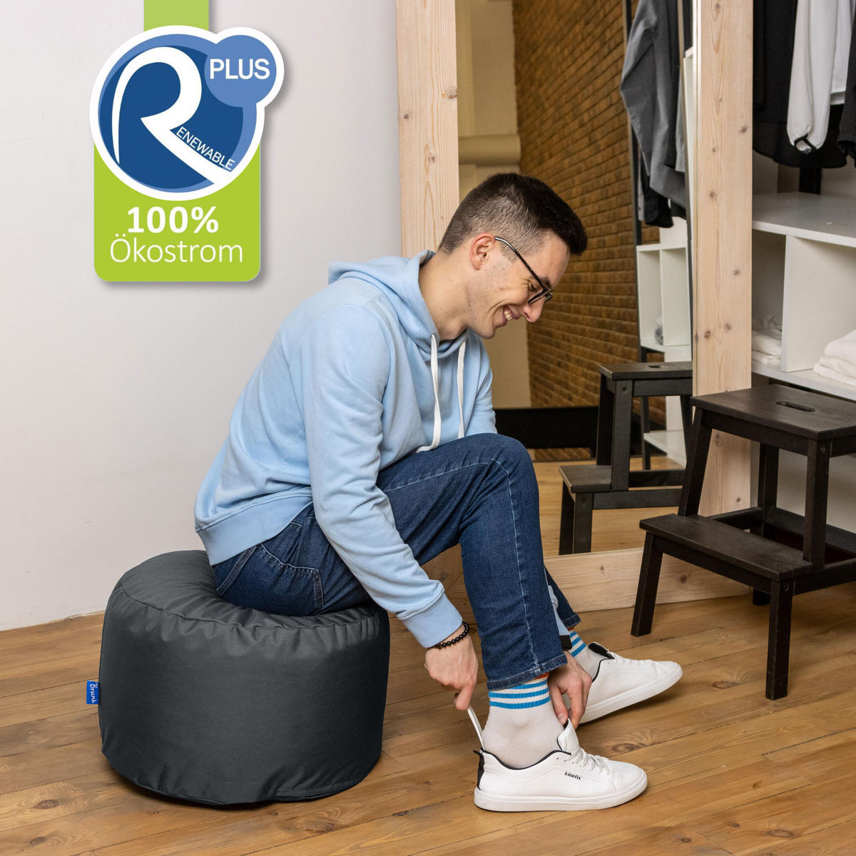 SITZPOUF L grau - Grau, Textil (500/300/500cm) - Bruni