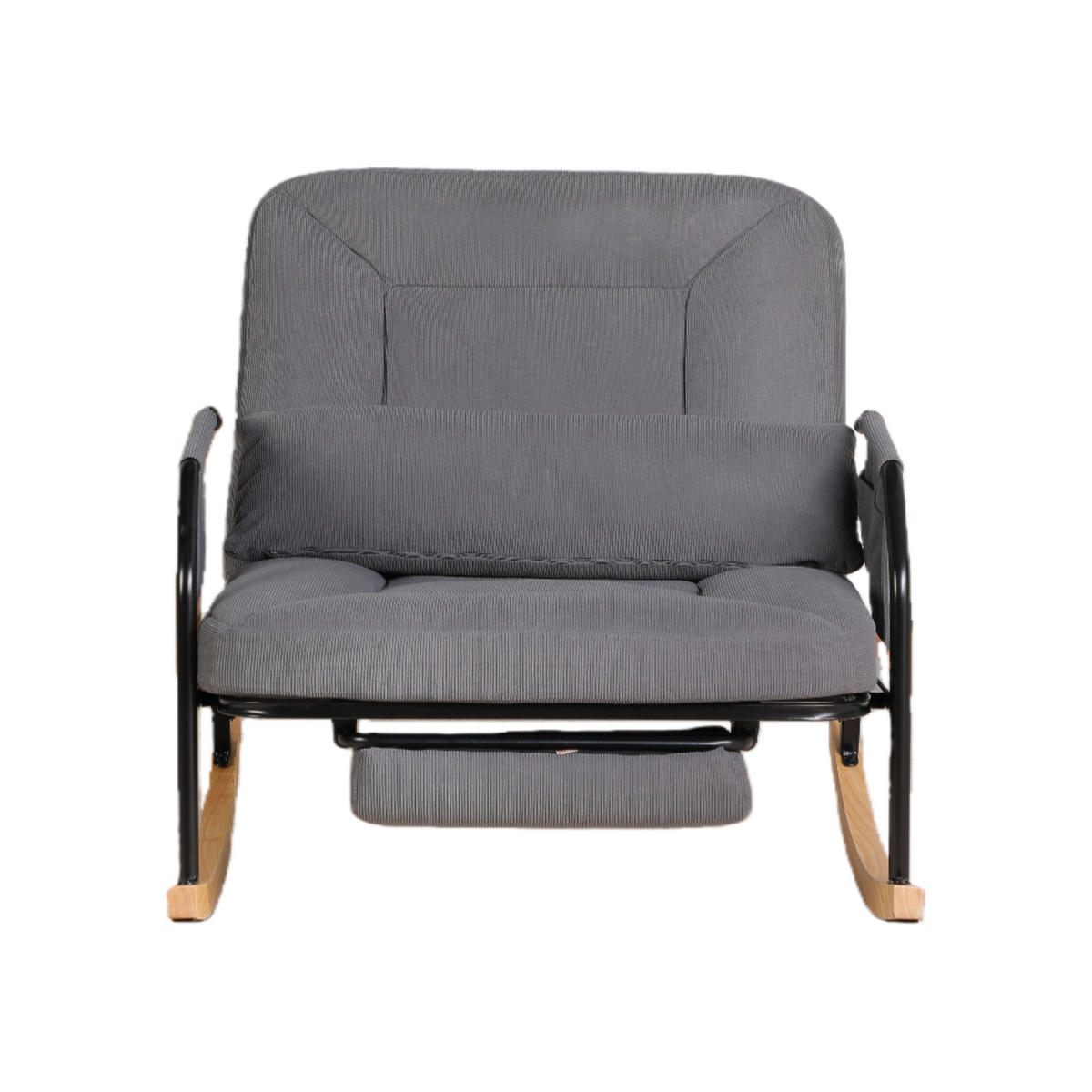 SCHAUKELSTUHL,ÜBERGROSS mit Fußstütze verstellbare Lehne Metallholz Cord,grau - Grau, Textil (87/89/88cm) - Vallsero