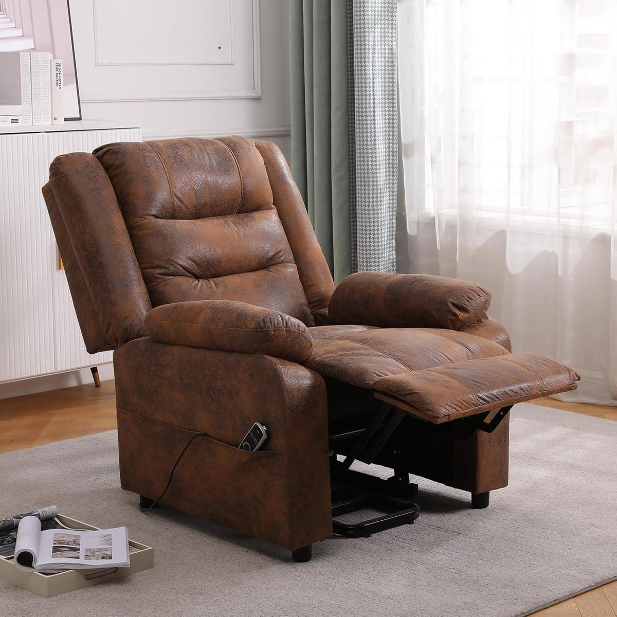 FERNSEHSESSEL mit Aufstehhilfe und Massagefunktion Braun - Braun, Kunststoff (84/137/164cm)