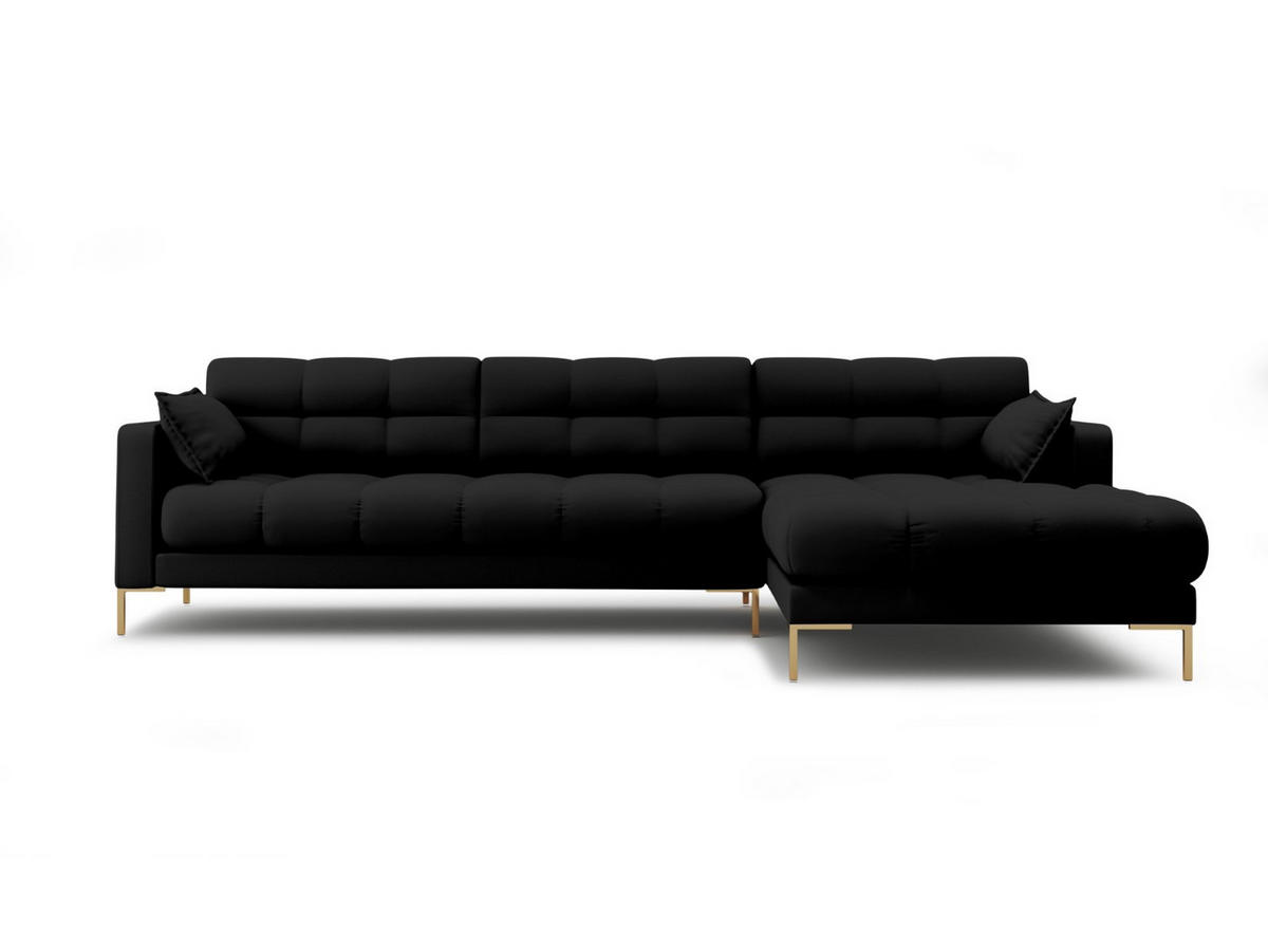 ECKSOFA rechts Mamaia aus strukturiertem Stoff schwarz 5 Sitzplätze - Schwarz, Textil (185/293cm) - Micadoni