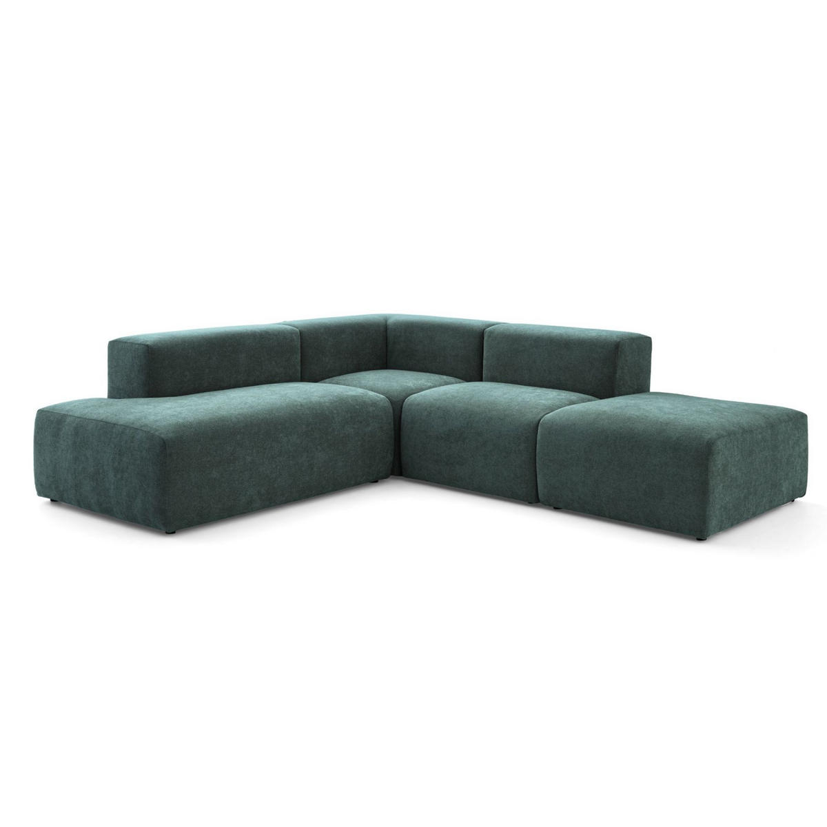 4-SITZER modulares Ecksofa HEAVEN SET 3 Links, Breite 270 cm Webstoff Dunkelgrün - Dunkelgrün/Schwarz, Holz/Kunststoff (245/270cm) - Muffo